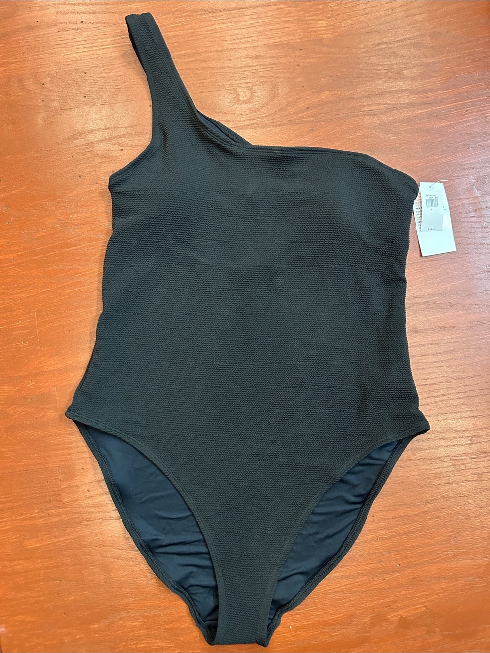 Old Navy Black One-Shoulder Textured One-Piece Swimsuit